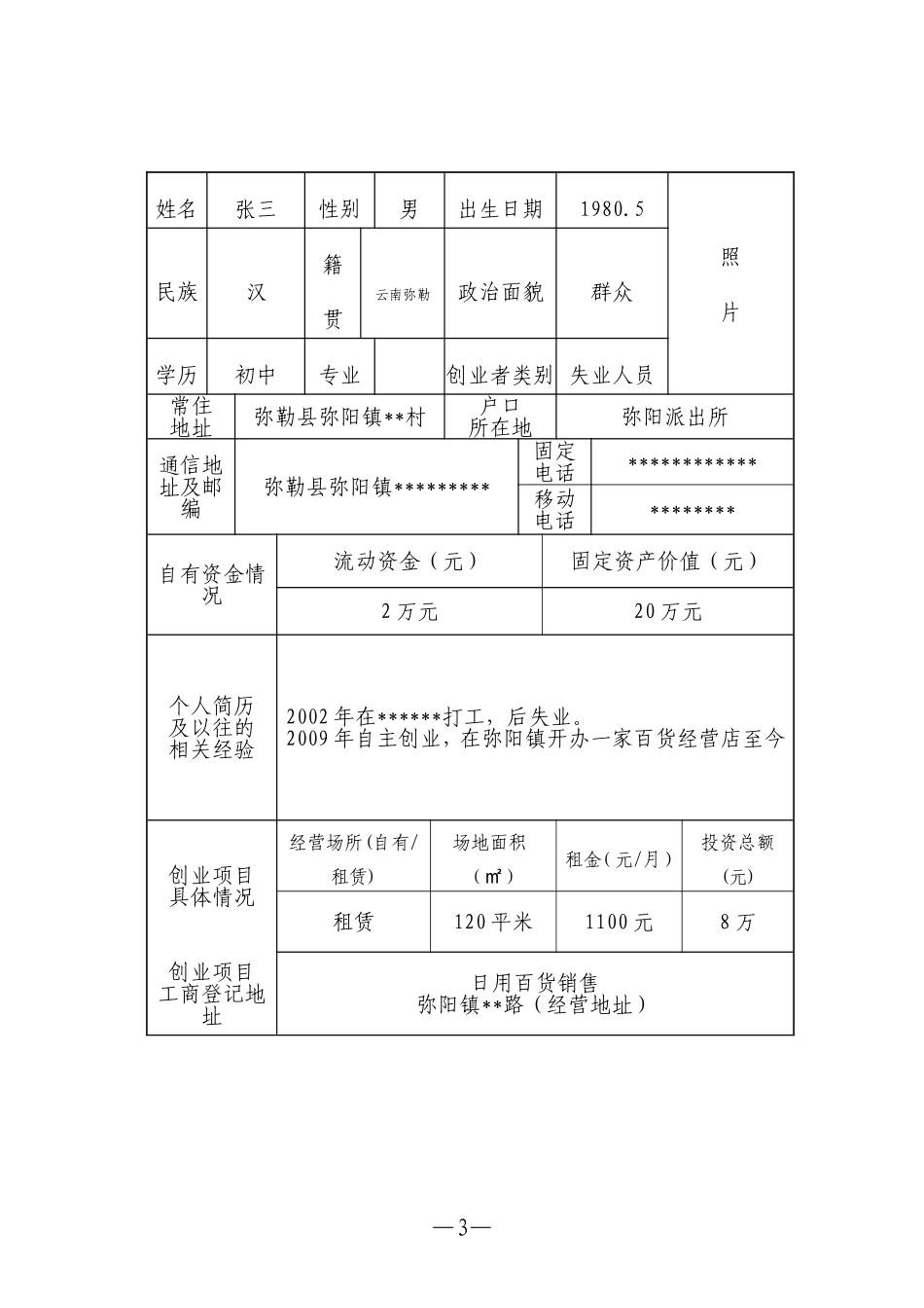 创业计划书(填写范本)_第3页