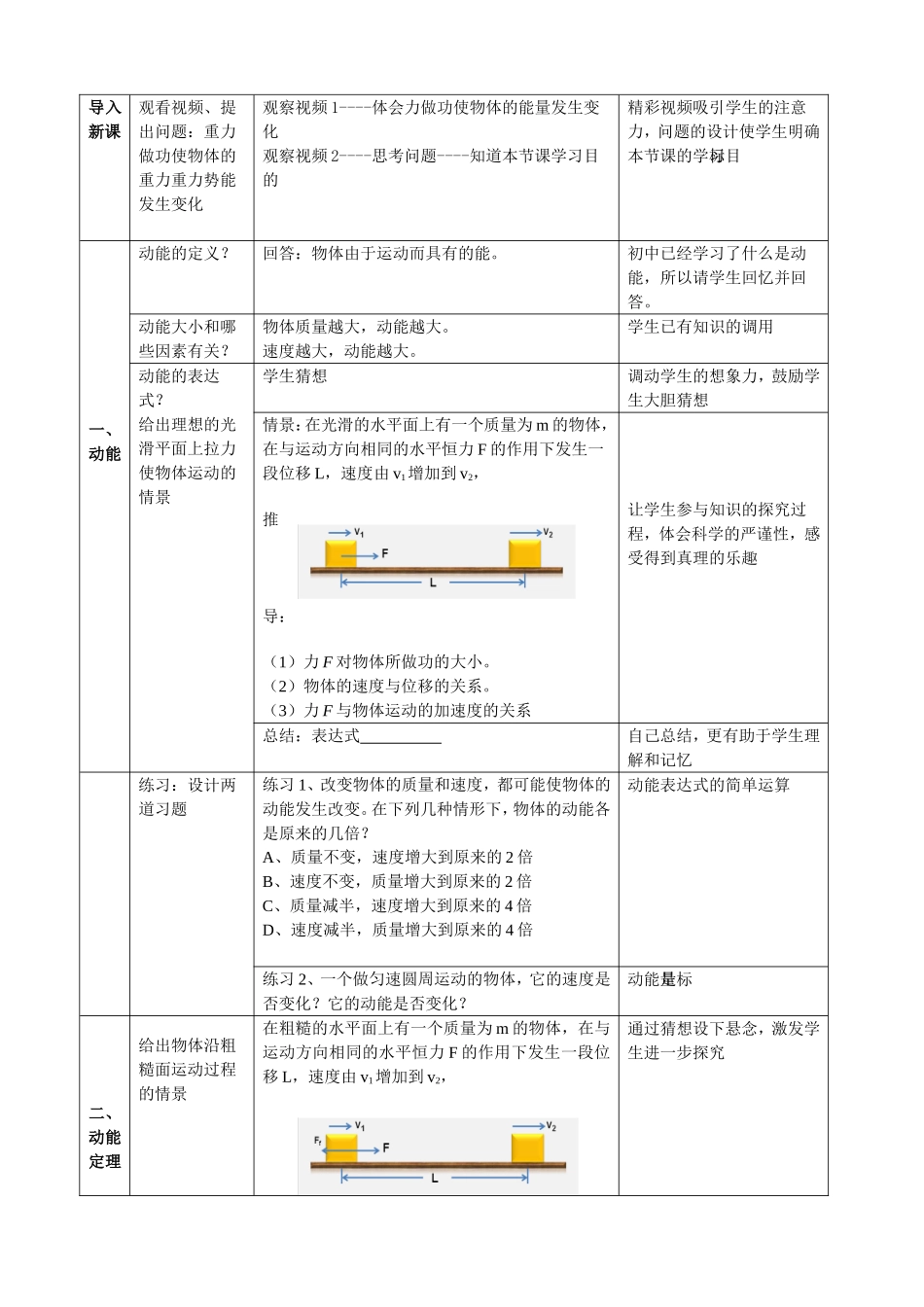 动能和动能定理教学设计_第2页