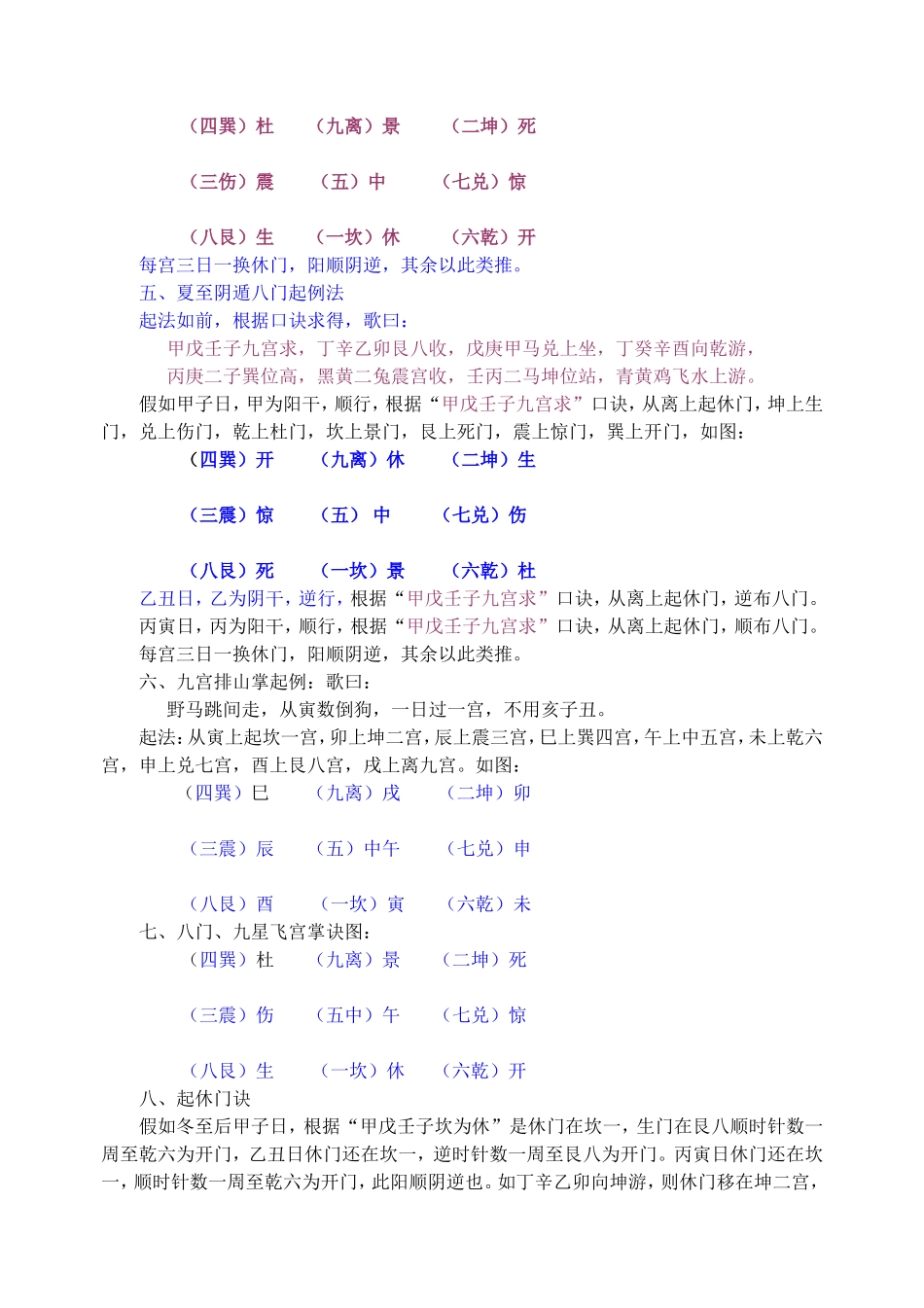 冬至后阳遁九星顺行九宫起例法_第2页