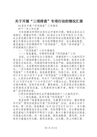 关于开展三项排查专项行动的情况汇报