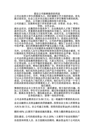 创业计划书之假定公司提供的利益