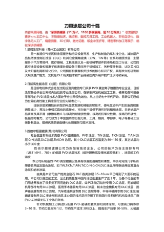 刀具涂层公司十强