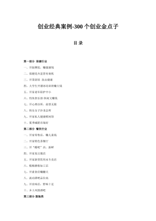 创业经典案例-300个创业金点子