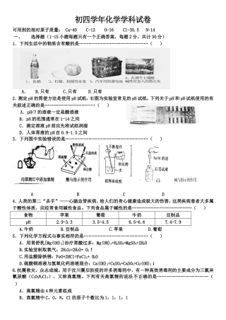 到pH初四学年化学学科试卷