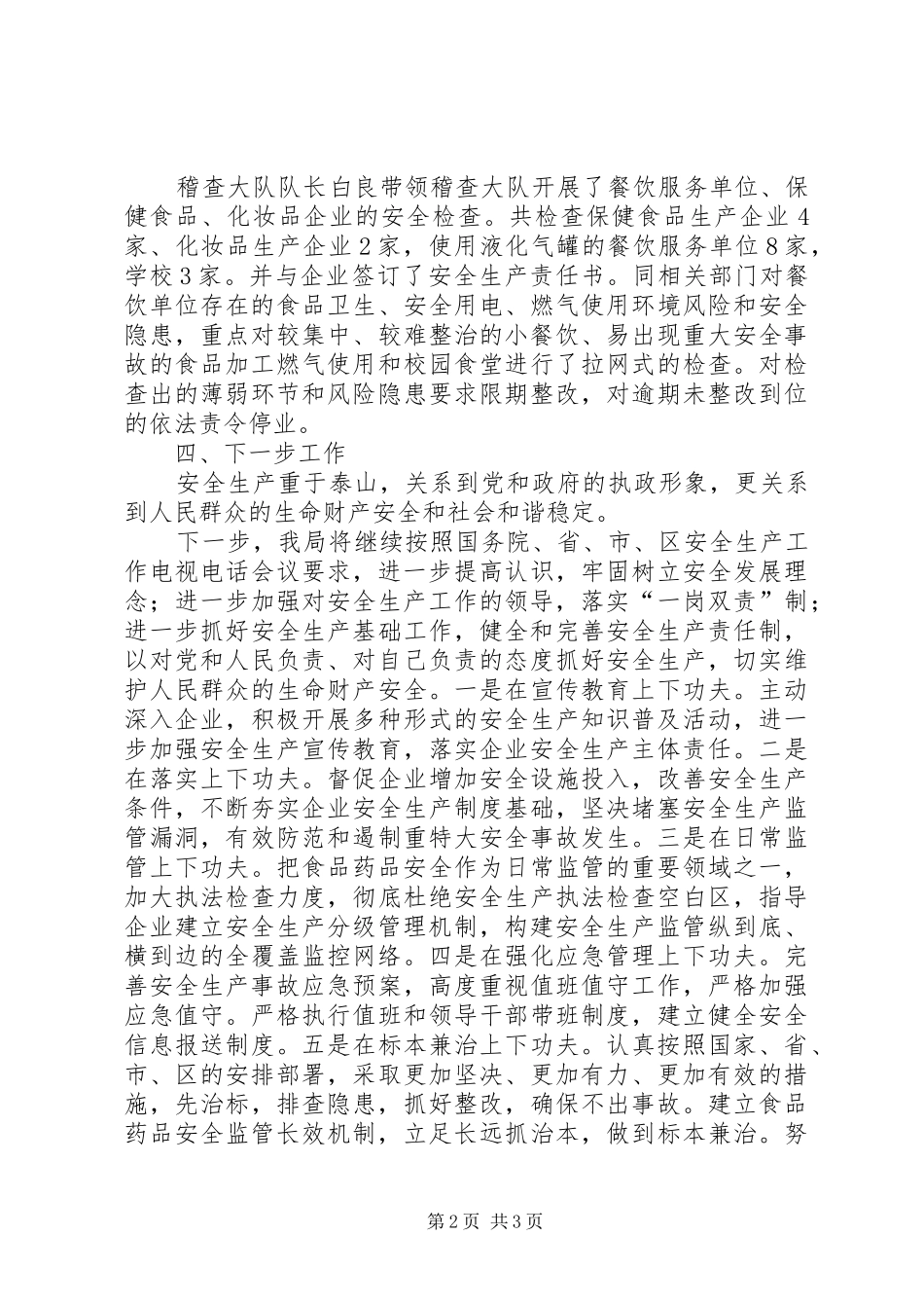 关于开展食品药品安全生产大检查工作的情况报告_第2页