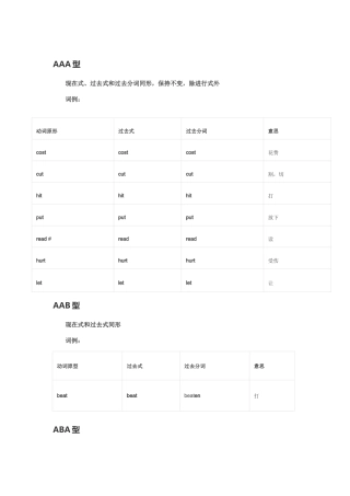 动词不规则过去式(全部)