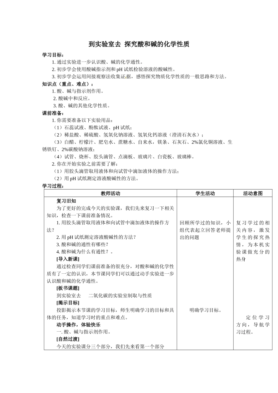 到实验室去：探究酸和碱的化学性质_第1页