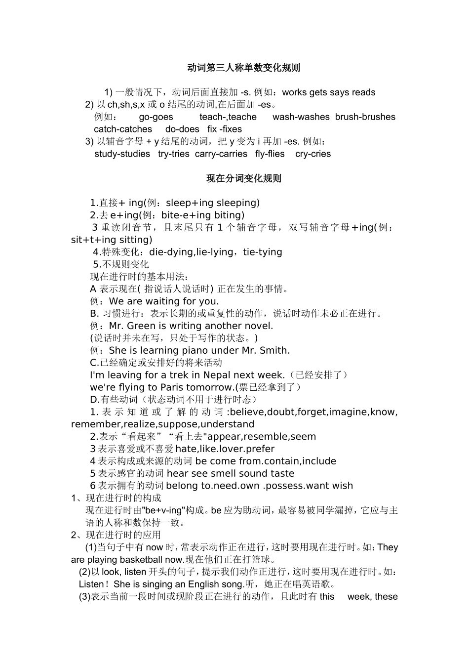 动词第三人称单数变化规则如下_第1页