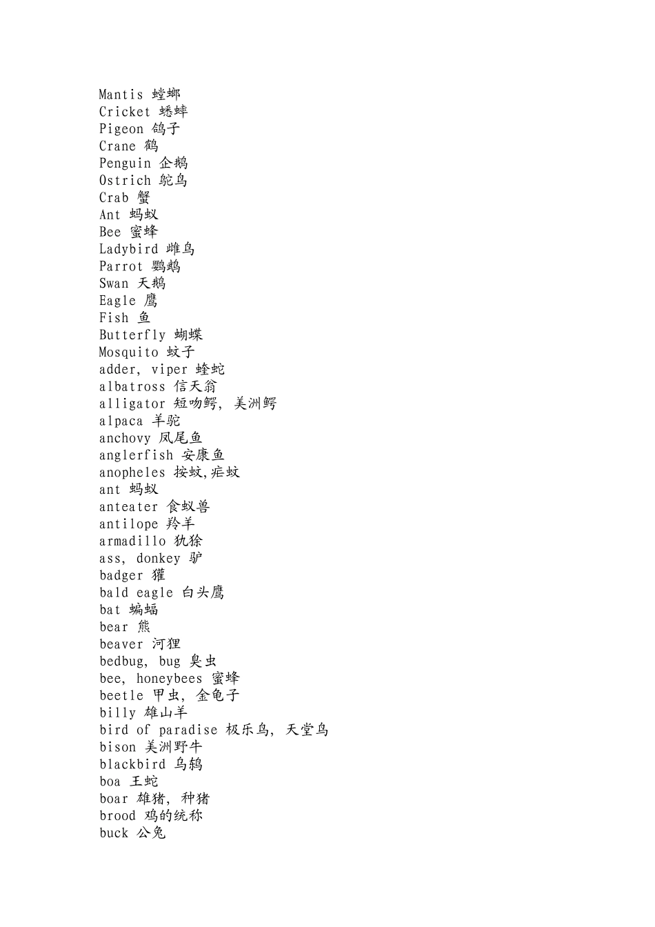 动物的英语单词_第2页