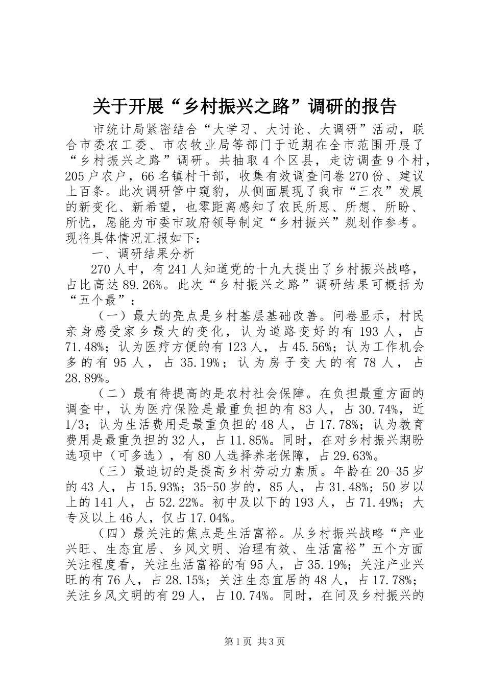 关于开展乡村振兴之路调研的报告_第1页