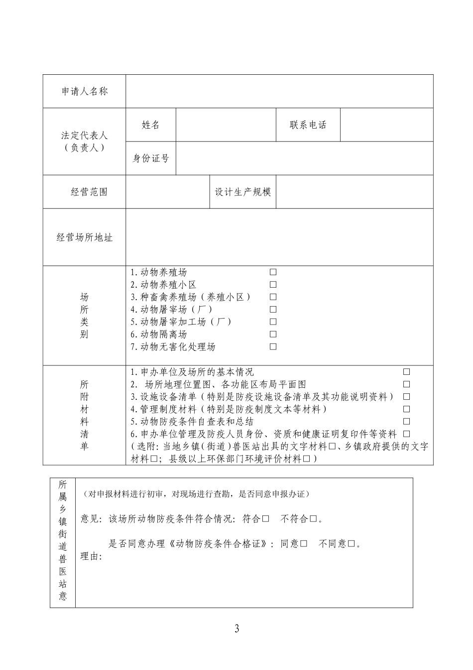 动物防疫条件审查表_第3页