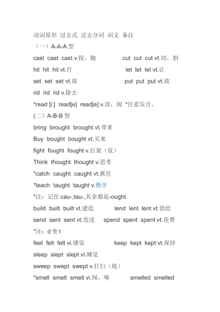 动词原形-过去式-过去分词-词义-备注