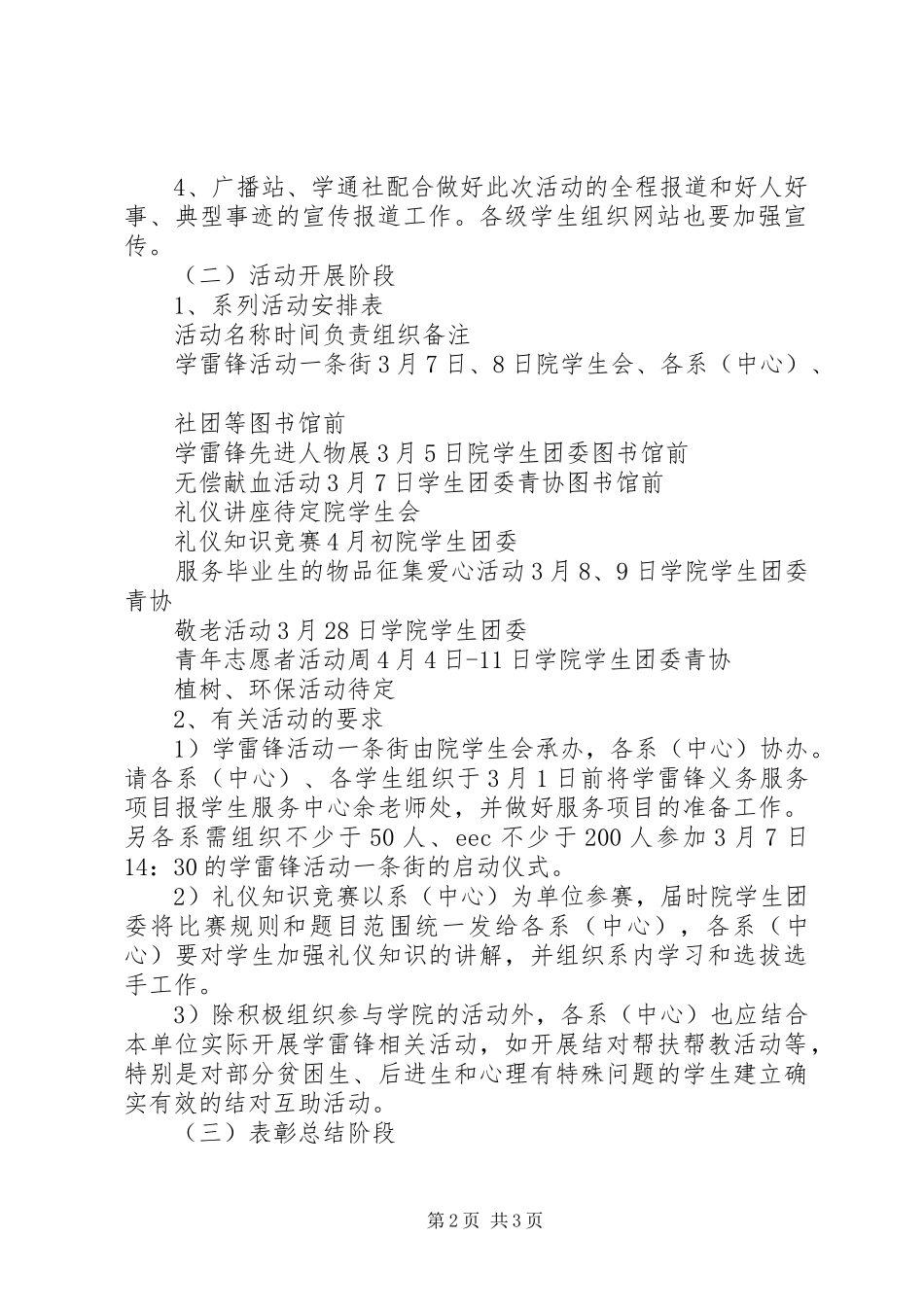 关于开展学雷锋，树新风，创和谐校园活动的实施方案_第2页