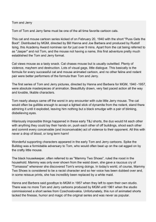 动画片猫和老鼠英语版简介