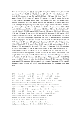 动物名称的英语单词