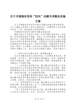 关于开展隐形变异四风问题专项整治实施方案