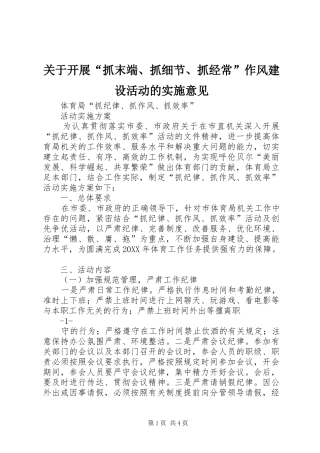 关于开展抓末端抓细节抓经常作风建设活动的实施意见