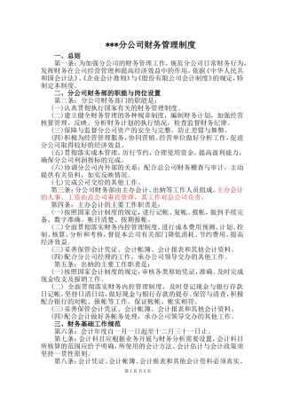 分公司财务管理制度