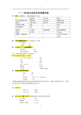 分子实验室、细胞实验室常用配方