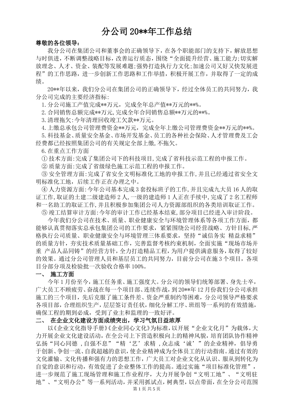 分公司工作总结_第1页