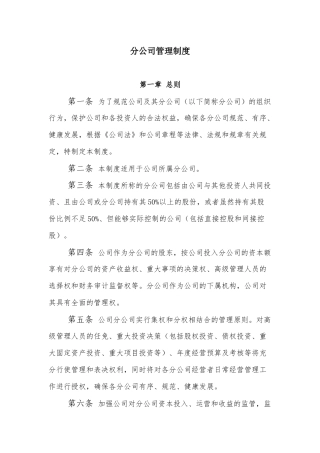 分公司管理制度