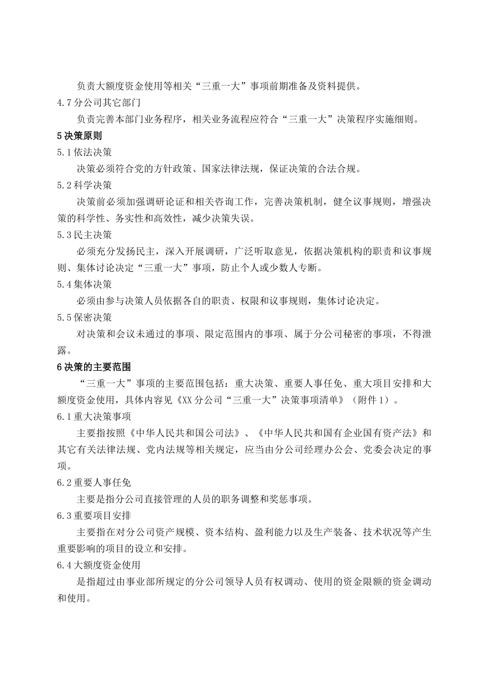 分公司三重一大决策程序实施细则(模板)_第2页