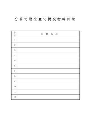 分公司设立登记表格(300)