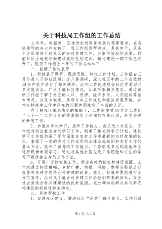 关于科技局工作组的工作总结