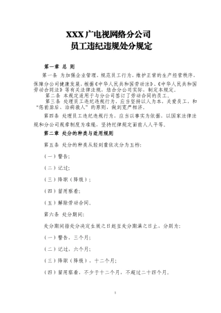 分公司员工违纪违规处分规定