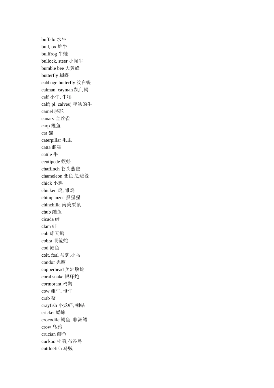 动物英语词汇大全_第3页