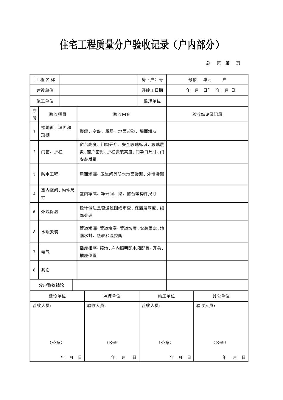 分户验收表格(全部)_第2页