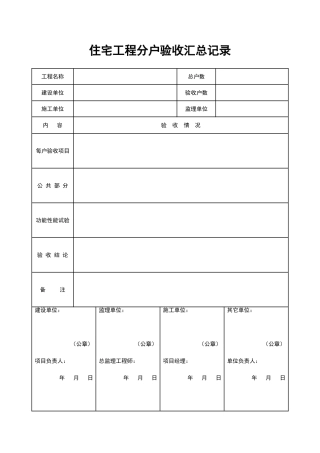 分户验收表格(全部)