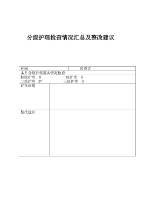 分级护理检查情况汇总及整改建议