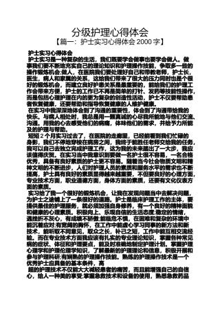 分级护理心得体会