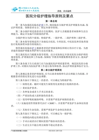 分级护理原则和要点