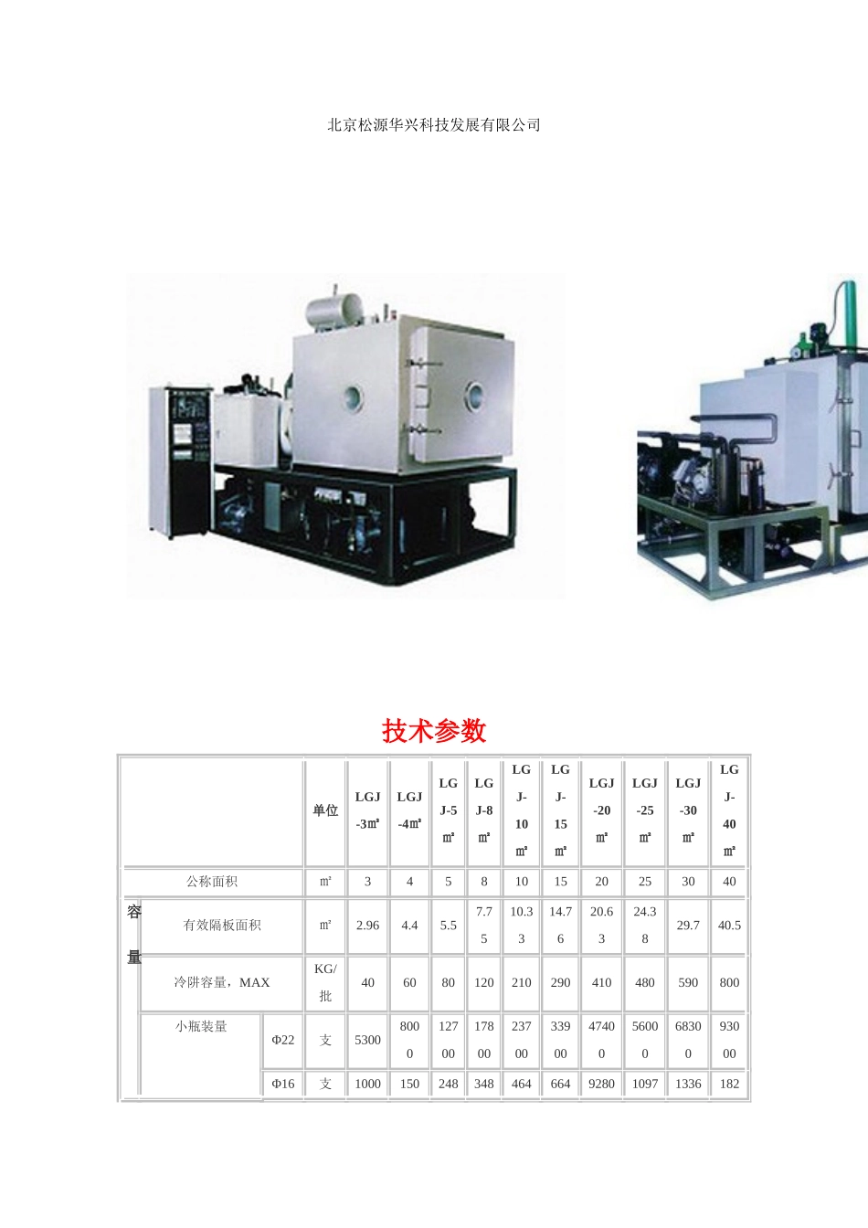 冻干机的型号--主要参数_第1页