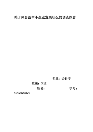凤台中小企业发展状况