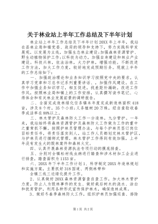 关于林业站上半年工作总结及下半年计划