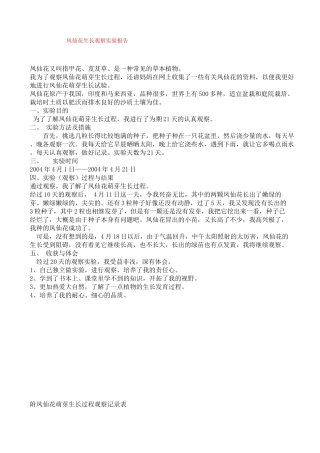 凤仙花生长观察实验报告