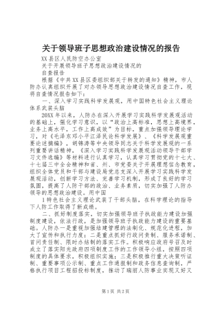 关于领导班子思想政治建设情况的报告