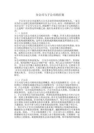 分、子公司的区别