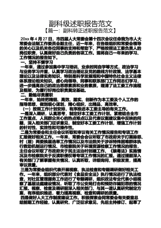 副科级述职报告范文