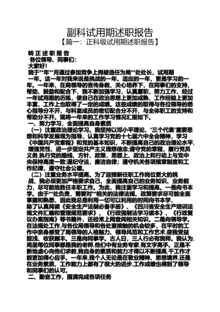 副科试用期述职报告