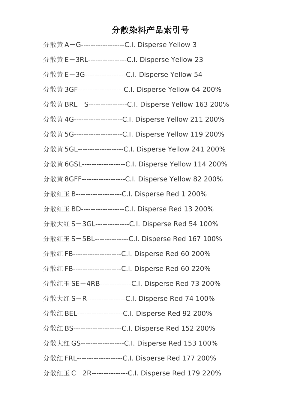 分散染料产品索引号_第1页