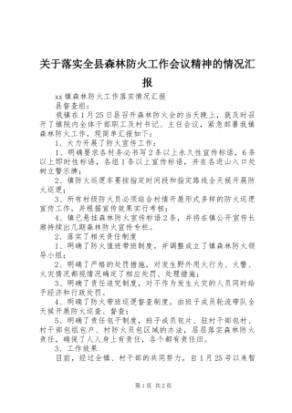 关于落实全县森林防火工作会议精神的情况汇报