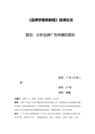 分析品牌广告传播的原则