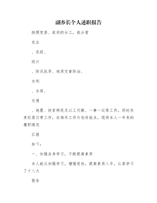 副乡长个人述职报告
