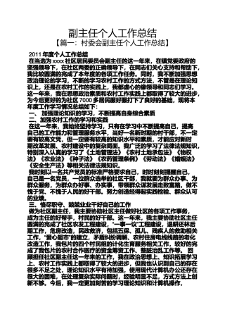 副主任个人工作总结