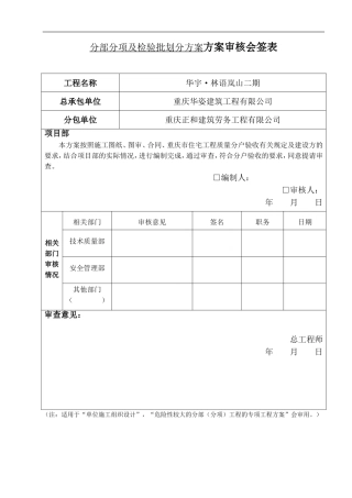 分部分项及检验批划分方案
