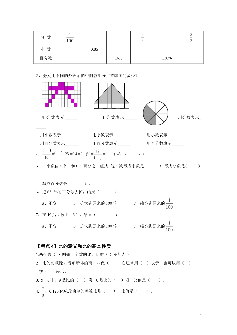 分数百分数复习指导(_第3页